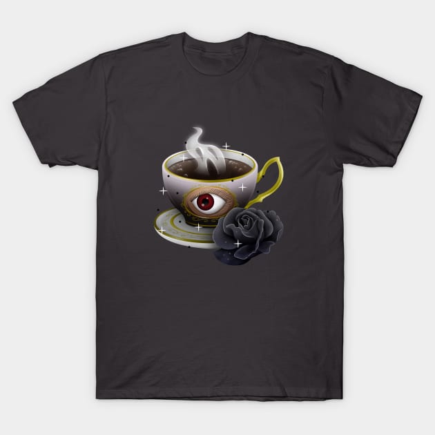 Black Rose Tea T-Shirt by Firebluegraphics